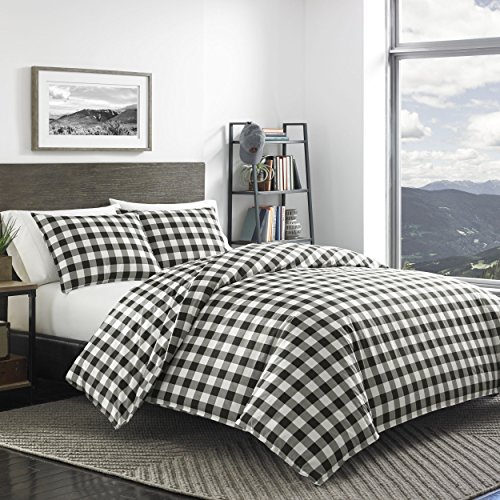 Eddie Bauer Queen Duvet Cover Set, Cotton Reversible Bedding, Buffalo