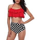 Haloyo Womens Retro Boho Flounce Falbala High Waist
