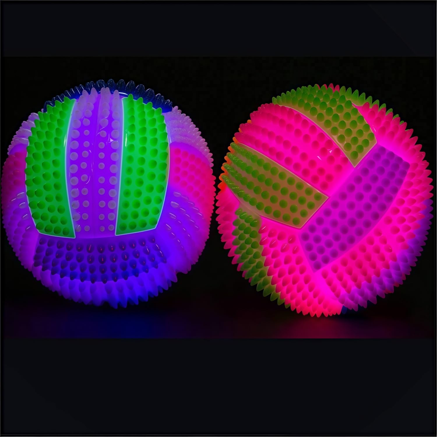 Esoes 2 Pack Light Up Dog Ball, Flashing LED Squeaky Dog Ball, Glow in the Dark Interactive Dog Toy for Medium Small Dogs, 6.5CM