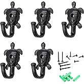 FANYUN 5 Pack Coat Hooks Wall Hooks, Turtle Decorative Wall Mounted Hooks Rustic Metal Hanger for Towel, Key Holder, Hanging Coats, Scarves, Bags, Purses, Backpacks Home Decor (Turtle)