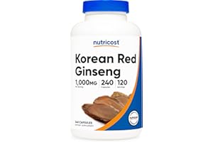 Nutricost Korean Ginseng 1000mg Serving, 240 Capsules - 500mg Per Capsule, 120 Servings - Korean Panax Red Ginseng - Gluten Free & Non-GMO