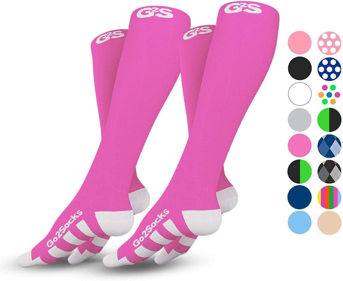 Compression Socks for Men Women Nurses Runners 20-30 mmHg Medical Stocking Athletic (2pPink, L)