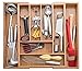 Expandable Bamboo Silverware Organizer 6-8 Slots Adjustable Amazing Drawer Inserts with Deep Dividers. EASY TO INSTALL, Storage of Flatware , Cutlery, Wooden or Stainless Utensil - Kitchen Knives