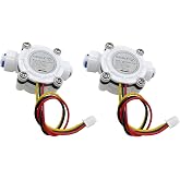 GREDIA 1/4" Quick Connect Water Flow Sensor Food-Grade Switch Hall Effect Flowmeter Fluid Meter Counter 0.3-6L/min (Pack of 2）