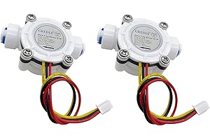 GREDIA 1/4" Quick Connect Water Flow Sensor Food-Grade Switch Hall Effect Flowmeter Fluid Meter Counter 0.3-6L/min (Pack of 2）