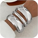 Chunky Gold Bangle Bracelets for Women Trendy Stack Wide Wrist Cuff Bracelets Statement Arm Cuff Upper Bangle Fashion Jewelry Gift Accessories