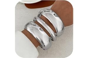 Inactwin Chunky Gold Bangle Bracelets for Women Trendy Stack Wide Wrist Cuff Bracelets Statement Arm Cuff Upper Bangle Fashion Jewelry Gift Accessories