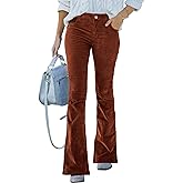 Corduroy Pants for Women High Waist Flare Pants Vintage Baggy Wide Leg Bell Bottom Trousers Pants with Pockets