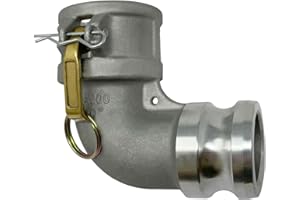 Gloxco Aluminum Type DA Cam and Groove Hose Fitting, 90 Degree Elbow, 2" Female Camlock x 2" Male Camlock (CAM-20-DA90-AL)