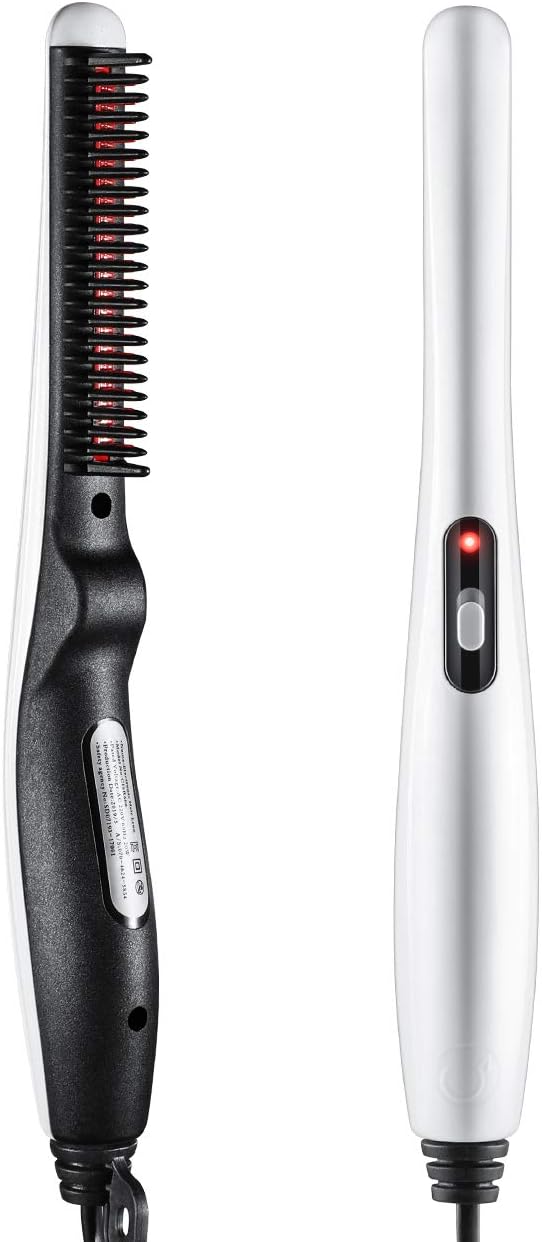 Beard and Hair Straightening Brush, LARMHOI Electric Comb for Men with Side Hair Detangling, Curly Hair Straightening for Beard Style, Hair Style, Women Short Hair Straightening