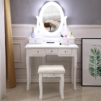 Pannow Vanity Dressing Table Set With Makeup Mirror 10 Led