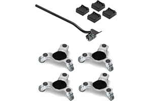VEVOR Furniture Dolly, 4 Pack 6-Inch Steel Tri-Dolly with 360° PP Swivel Wheels and Non-Slip Cap, 3 Wheels Furniture Lift Mover Tool Set for Moving Heavy Furniture Refrigerator Sofa