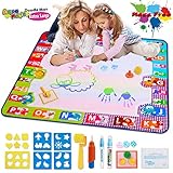 Aqua Magic Doodle Mat Large Educational Water Drawing Mat for Kids Toy Toddler Painting Board with 2 Magic Pens, 1 Magic Brush, and Drawing Accessories for Boys Girls Size 30.3'' x 30.3''