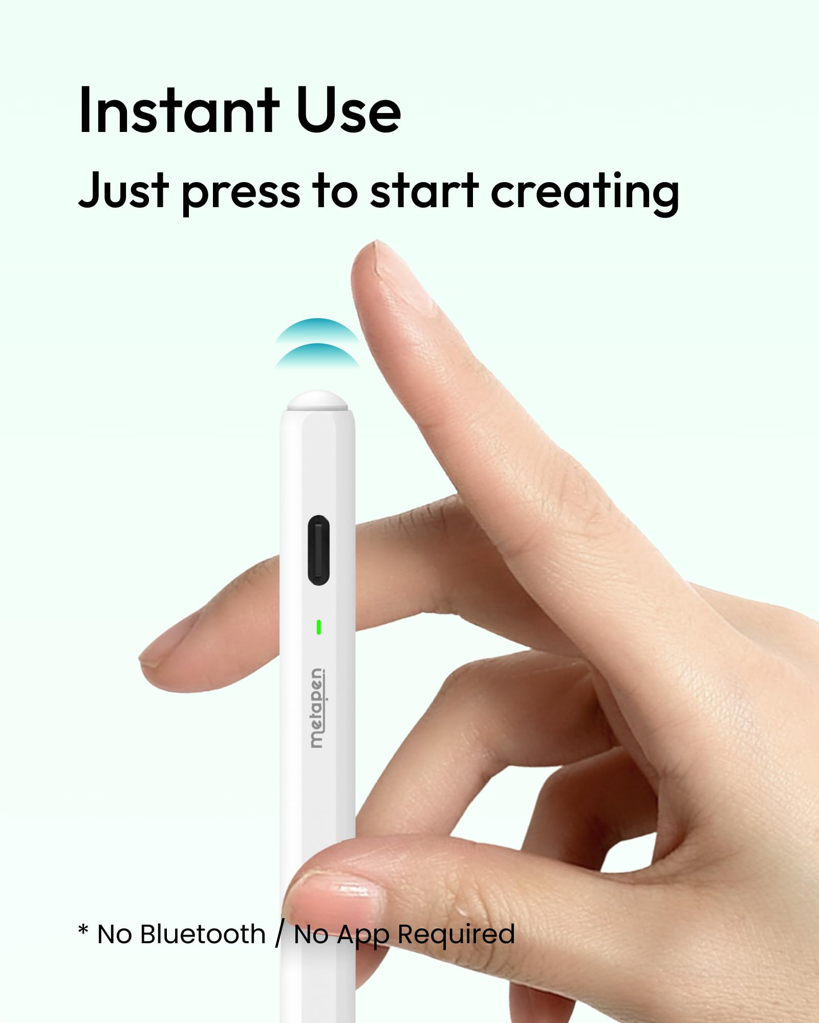 Metapen Pencil Air8 for Apple iPad 2018-2025, 10 Min Faster Charge, Palm Rejection Stylus Pen for iPad a16/11/10/9/8/7/6th Gen, Pro 12.9/11/13-inch M4, Air 3/4/5/M2/M3, Mini 5/6th