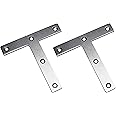 T Shaped Repair Plate, Tiberham 120 x 120 mm Stainless Steel Corner Brackets Angle Braces, Heavy Duty Flat Mending Plate Joining Connector Fixing Bracket Support (Pack of 2)