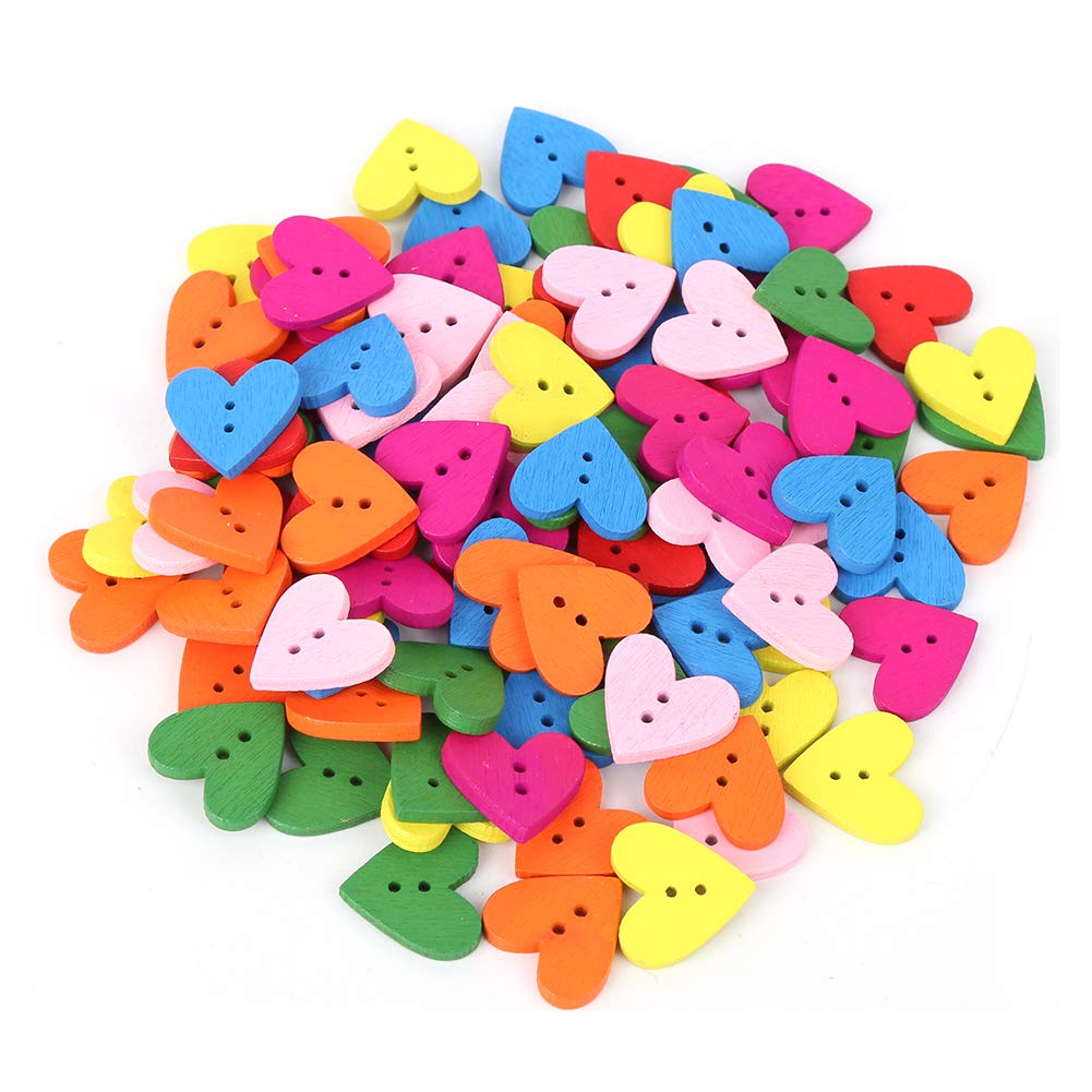Heart Shaped Wooden Buttons, 20mm, 2 Holes, for Sewing, DIY Crafts, Home Decorations