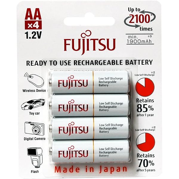 2-Pack Fujitsu AAA Rechargeable Batteries - 950mAh NiMH Ready-to-Use Made In Japan