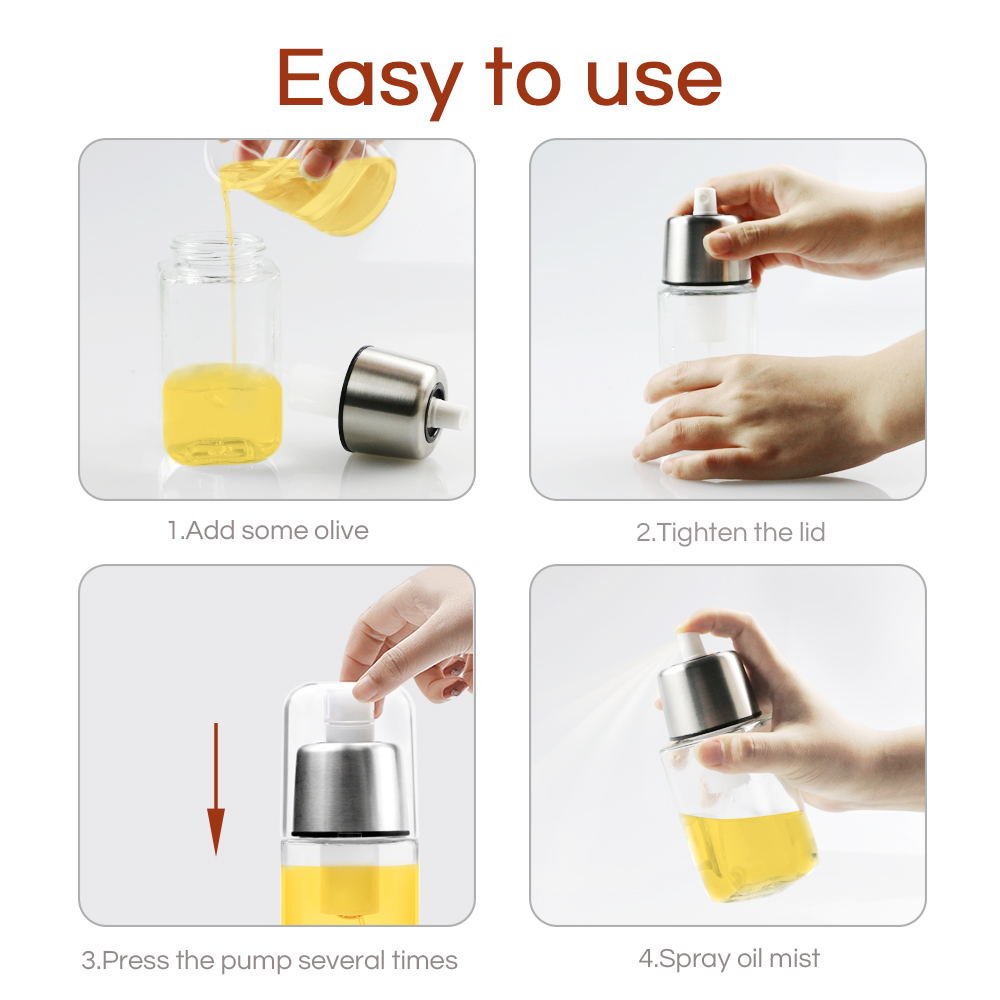 Oil Sprayer Stainless Steel Food-Grade Grass BPA Pump Spray Bottle for Cooking Frying Salad Baking BBQ Kitchen