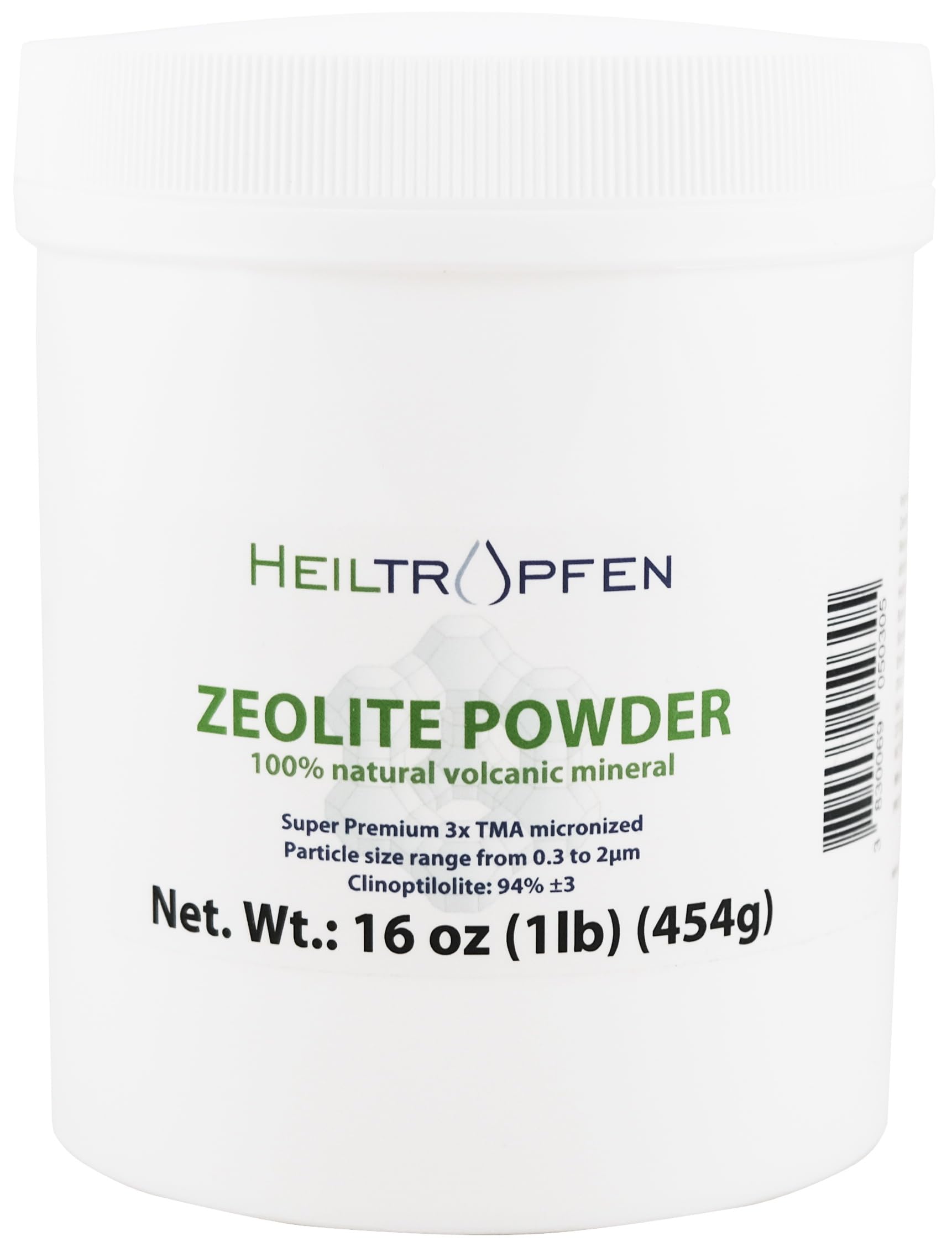 Zeolite Powder | 3x activated | 1 Pound - 454 g | Ultra FINE Less-Than 2 µm | Clinoptilolite 94%+-3 | Natural Mineral Dust | Heiltropfen®