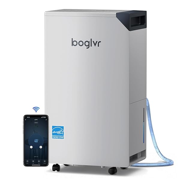 4500 SQ.FT. MOST EFFICIENT ENERGY STAR, MAX 80 PINT/D (STANDARD 52PINT/D) SMART COMPRESSOR DEHUMIDIFIER WITH APP/WIFI, INTELLIGENT HUMIDISTAT FOR BASEMENT, HOME, BEDROOM, BATHROOM, GARAGE(WHITE)