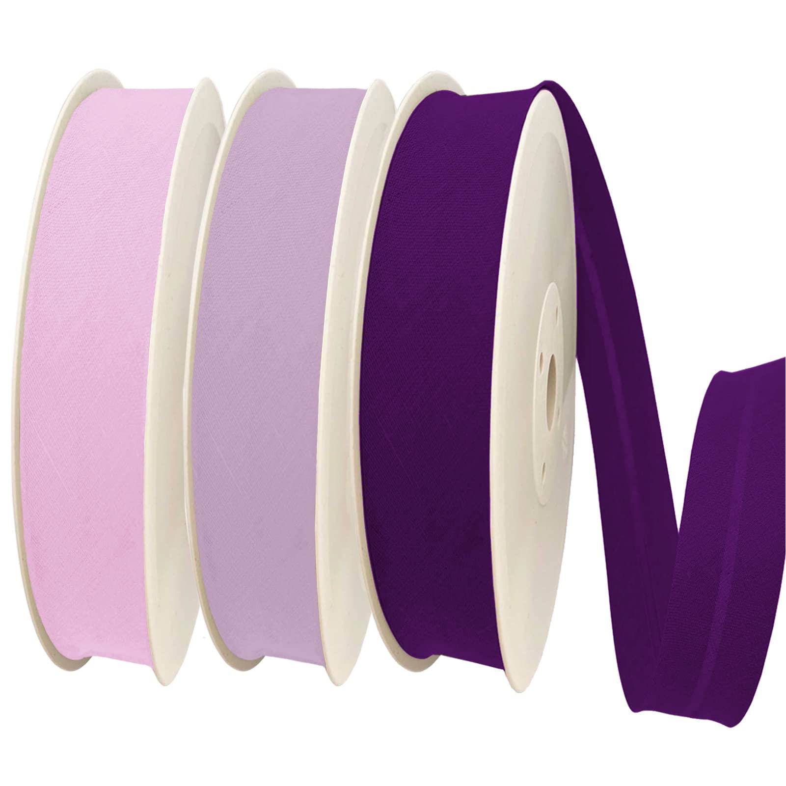 TEXTEX = 40mm Wide Bias Binding Tape. 50% Cotton and 50% Polyester. Pack of 3 Pieces of 10m Each - (Pink/Lilac/Purple) — image 1