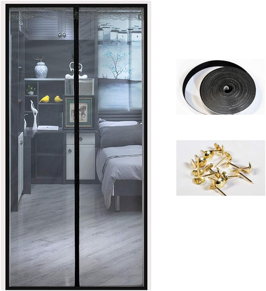 LYCIL Screen Door with Full Frame Velcro,Magnetic Fly Door Mesh,Heavy Duty Bug Door Screens,encrypted Mesh Curtain Insect Protection Door A 95x205cm(37x81inch)