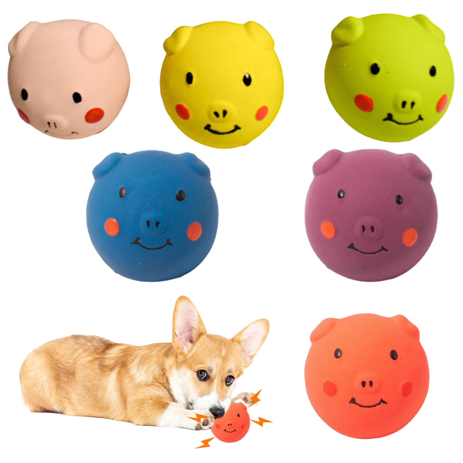 Fadcaer 6 Pcs Squeaky Dog Toys - Interactive Squeaker and Chew Toys for Small Dogs, Boredom Relief