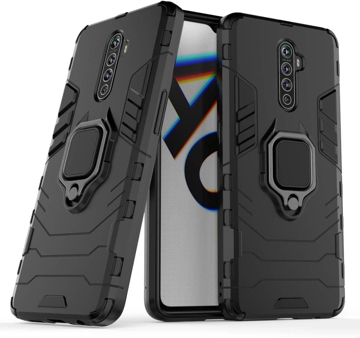 Amazon Com Fantings Case For Oppo Realme X2 Pro Rugged And Shockproof With Mobile Phone Holder Cover For Oppo Realme X2 Pro Black Electronics