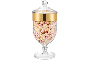 Hacaroa 76 Oz Large Plastic Apothecary Jar with Airtight Lid, Acrylic Candy Cookie Jar for Candy Buffet, Decorative Footed We