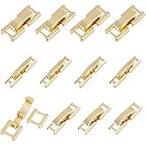 DICOSMETIC 12Pcs Fold Over Jewelry Clasp 3 Sizes Jewelry Extender Clasps 24k Gold Plated Brass Necklace Clasps Small Fold Over Clasp for DIY Bracelet Making