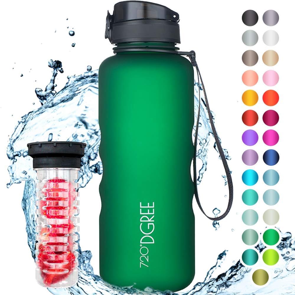 720°DGREE Water Bottle “uberBottle“, 1.5 L softTouch +Fruit-Infuser, BPA-Free Tritan, Leakproof, Reusable Drinking Bottle