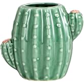 Aewill Ceramic Cactus Pen Holder Stand Cup Cactus Pencil Holder Organizer Makeup Brush Holders for Home Office Desk (Green Cactus)
