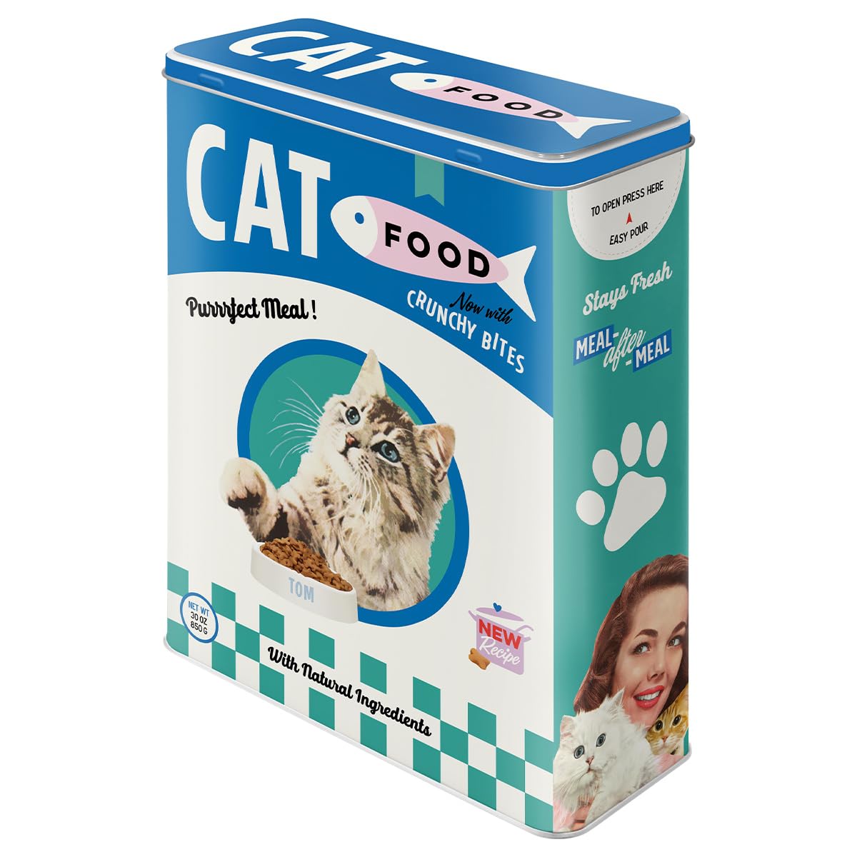 Nostalgic-Art Retro XL 4L Cat Food Storage Jar - Gift Idea for Cat Owners Dry Food Storage Box Vintage Design