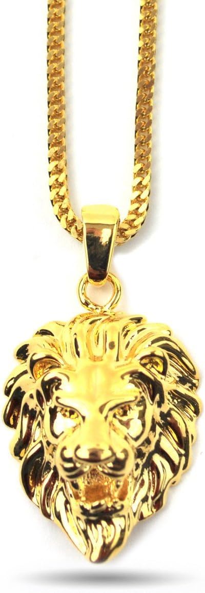 The Gold Gods Lion Head Piece 18K Gold Plated Necklace
