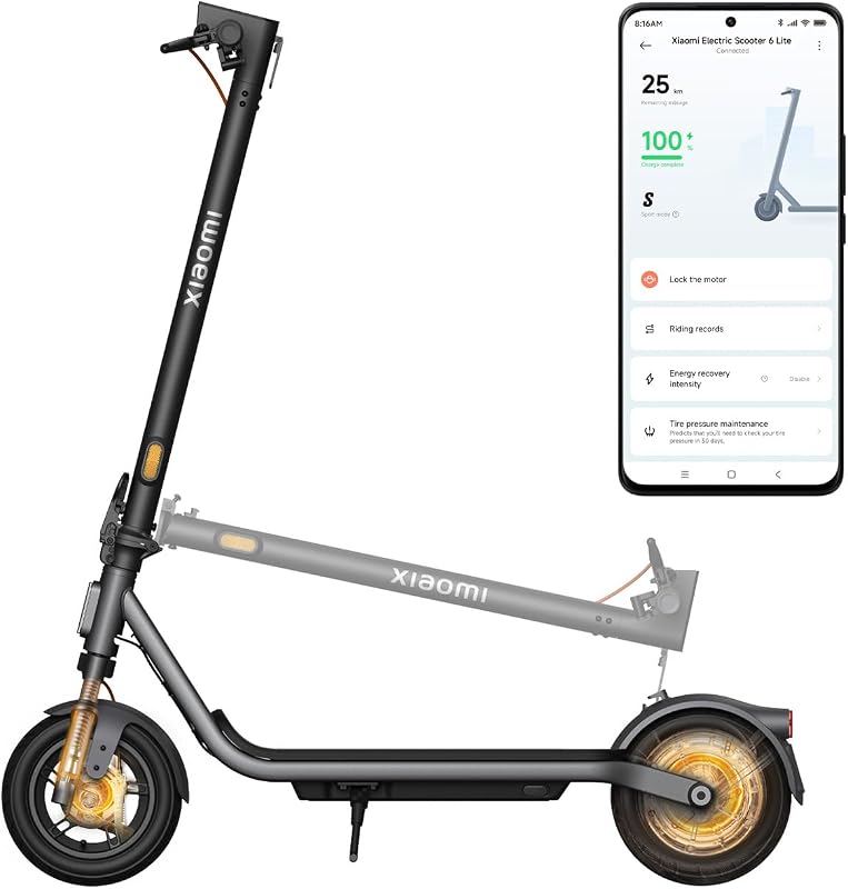 Scooter 6 Lite, suspensão dupla dianteira, autonomia de 25 km, pneus de 10 polegadas, tambor dianteiro e travões traseiros E-ABS, dobrável, aprovado para estrada, certificado DGT