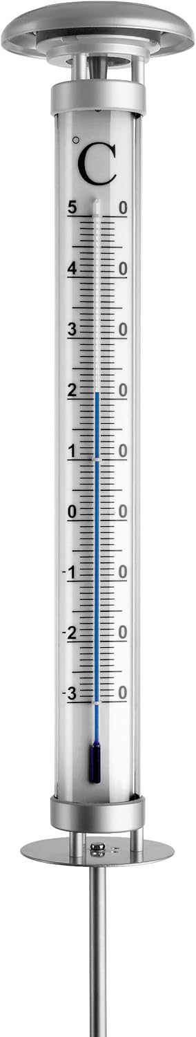 TFA Dostmann Solino analoges Gartenthermometer, 12.2057, mit Solarbeleuchtung, wetterfest