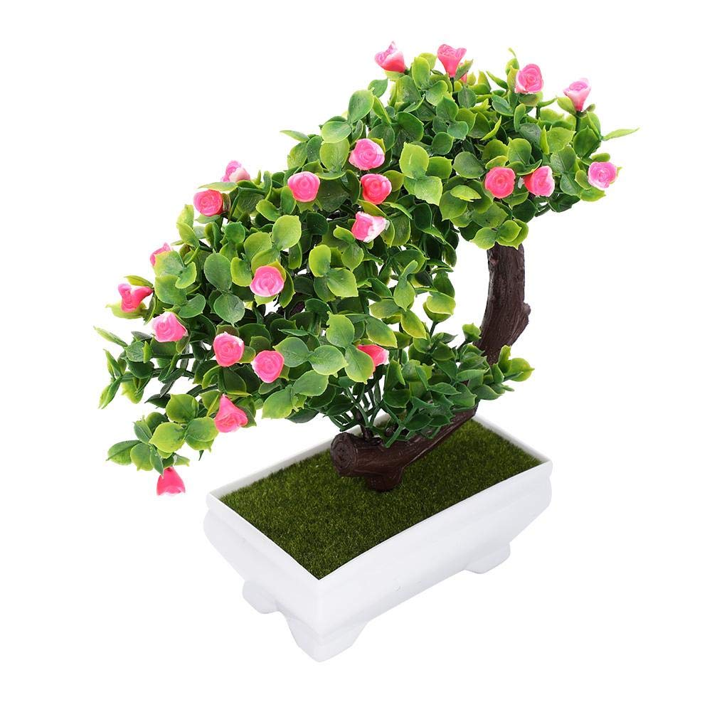 Artificial Bonsai Tree Fake Plant Decoration Blossom Flower Potted Plant Home Office Decor Faux Potted Plant (Pink)
