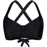 Women's Retro Printed Adjustable Thick Straps Cross Back Push Up Vintage Bikini Swimsuit Tops Only