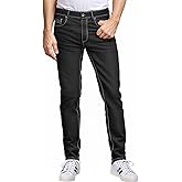 ETHANOL Men's Slim Hyper Stretch Classic Straight Leg Denim Jeans