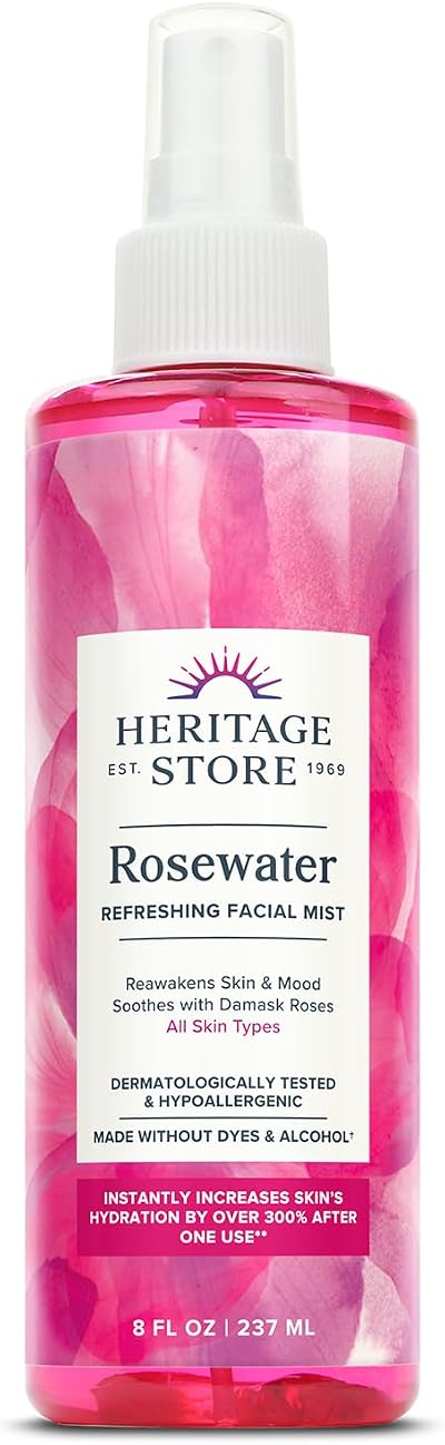 HERITAGE STORE Rose Petals Rosewater Alcohol Free Vegan Sensitive Skin Hair