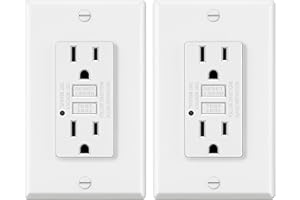ELECTECK 2 Pack GFCI Outlets 15 Amp, Non-Tamper Resistant, Decor GFI Receptacles with LED Indicator, Ground Fault Circuit Interrupter, Wallplate Included, ETL Listed, White