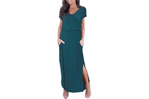 Smallshow Women's Maternity Nursing Dresses Split Long Dress for Breastfeeding