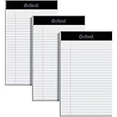 Oxford 5 x 8 Inch Legal Pads, 3 Pack, Narrow Ruled on Both Sides, White Lined Paper, 50 Perforated Sheets Per Writing Pad, Proudly Made in the USA (1017034)