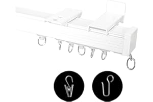 RoomDarkning Ceiling Curtain Track, Ceiling Wall Mount Room Divider Curtain Track Rods Heavy Duty Ceiling Track Curtain Rail, RV Ceiling Track for Curtains with Rollers Hooks Clips for 3-6ft, White