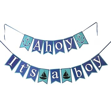 Elfun Tm New Design Ahoy It Is A Boy Banner Baby Shower Party