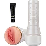 Male Cup Masturbator, Riodong 3D Realistic Vagina Masturbator Stroker Pocket Pussy Sex Toys for Male Masturbation (White)