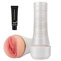 Male Cup Masturbator, Riodong 3D Realistic Vagina Masturbator Stroker Pocket Pussy Sex Toys for Male Masturbation (White)