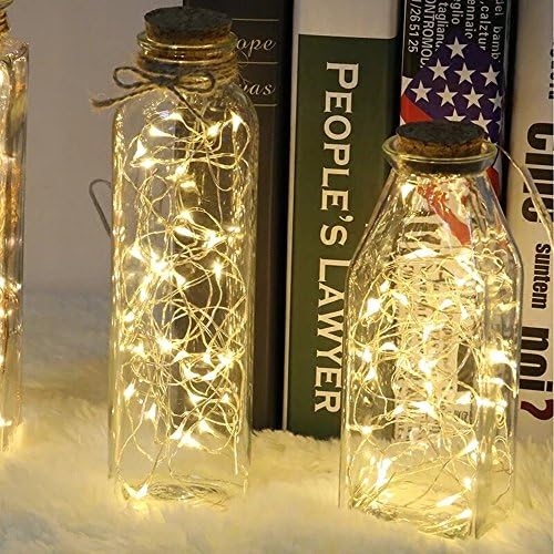 DVMRUIB 4.5V 2M/6.6Ft 20leds Led Ultra Thin AA Battery Operated Silver Wire String Light (Warm White)