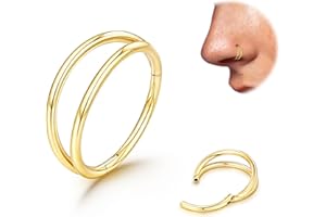 Titanium Double Hoop Nose Ring 20G 18G Gold Silver Balck Nose Rings Hoops for Women Men Hypoallergenic 6mm 7mm 8mm 9mm Nose N