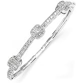 Mariell Vintage Cubic Zirconia Crystal Wedding Bangle Bracelet, 7" Size for Brides, Birthday Gift